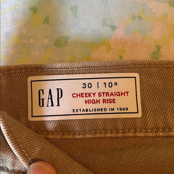 Gap | 2022 Tan Cheeky High Rise Straight Denim Jeans Size 10 Fall Neutral - Picture 8 of 13